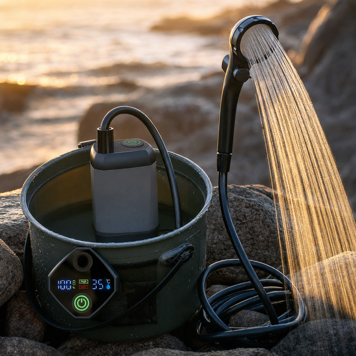 Portable Camping Shower, Rechargeable USB-C Pump