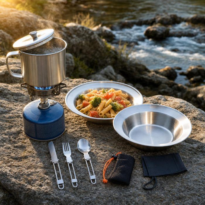 Outdoor Camping Stainless Steel Cookware Set
