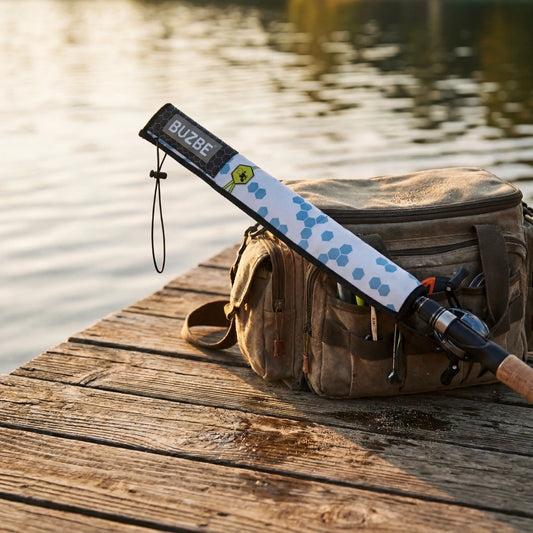 BUZBE Casting Quik-Shield Rod Cover Fishing Rod Sleeve Rod Sock Neoprene Rod Cover Casting Rod Cover White Hex