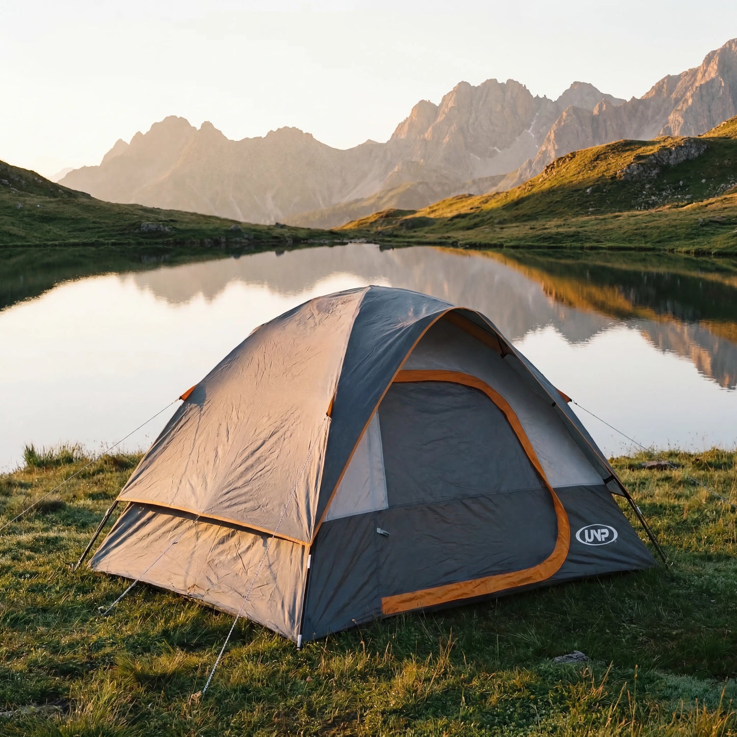 4-Person Gray Dome Tent — lifestyle