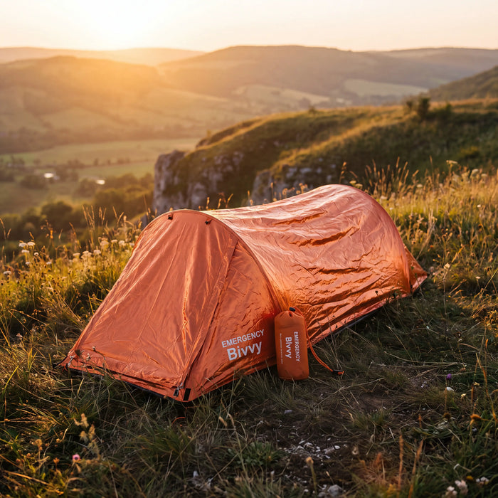 Emergency Mylar Bivvy, Sleeping Bag and Poncho Kit
