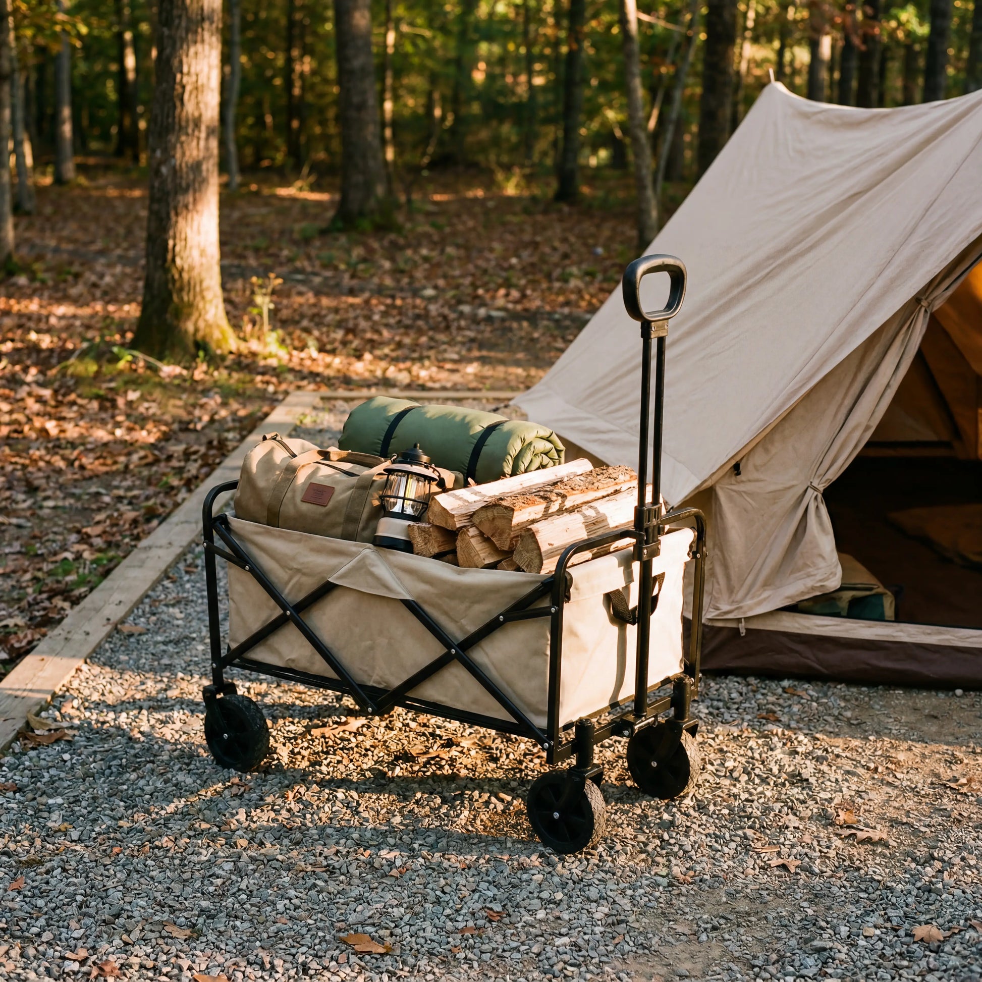Folding Camping Trolley at campsite