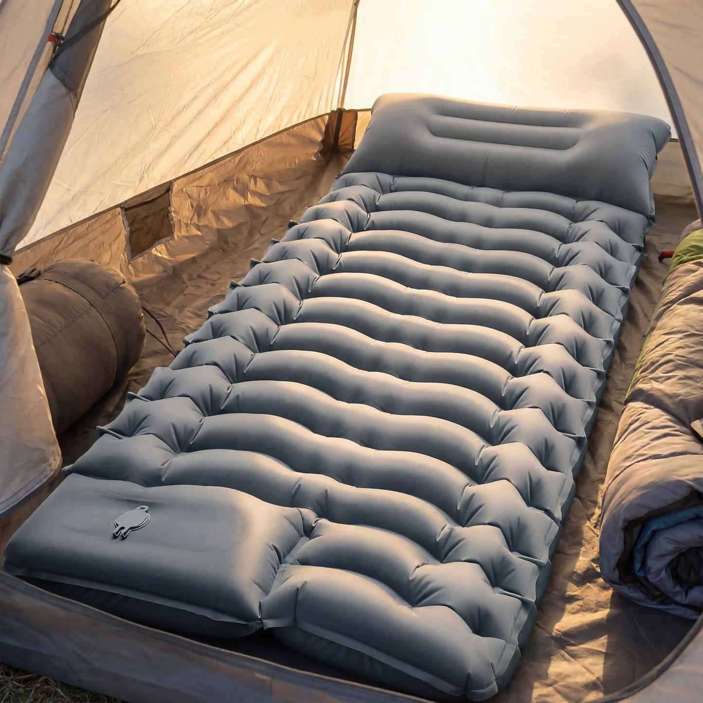 Ultralight Gray Sleeping Pad in tent