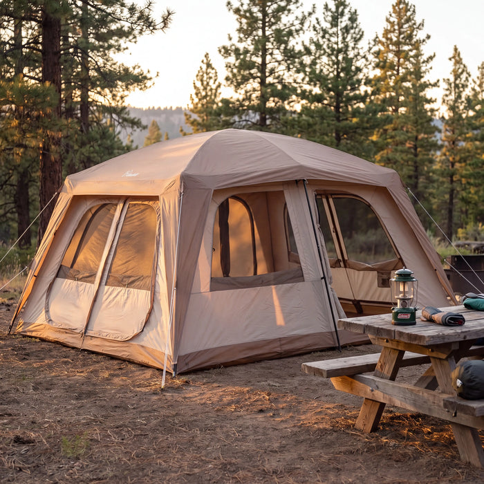 8-10 Person 2-Room Family Camping Tent at a group campsite