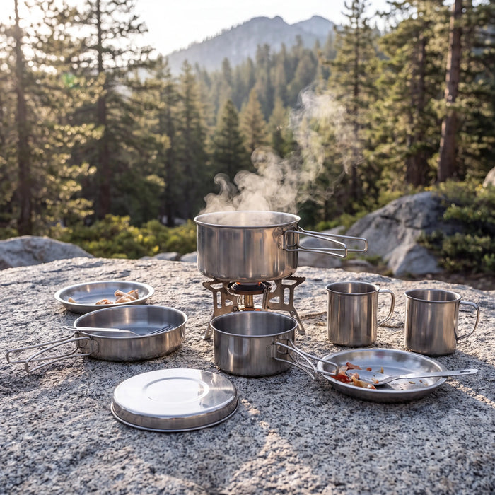 8-Piece Camping Cookware Mess Kit