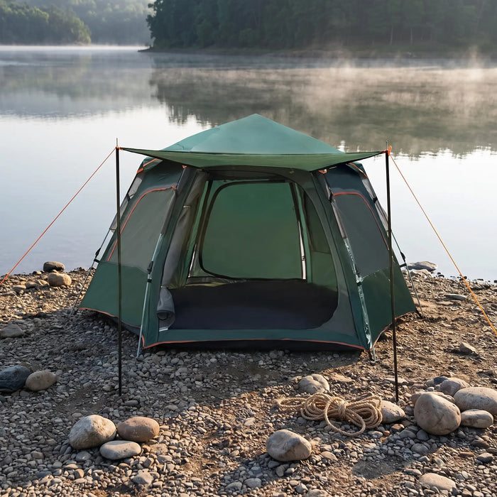 3-4 Person Hexagon Pop-Up Tent, 30-Second Setup