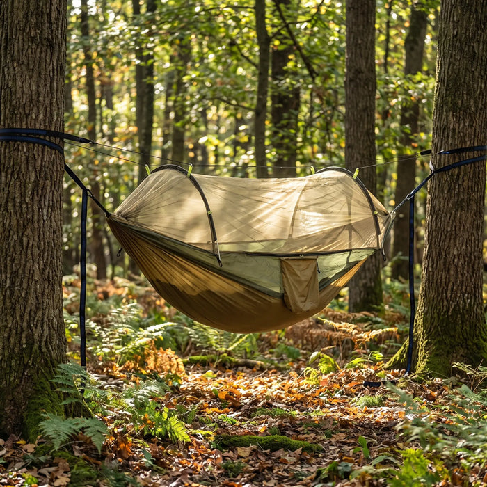 Pop-Up Camping Hammock with Mosquito Net and Straps