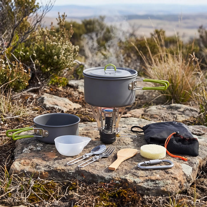 Portable Camping Cookware Set with Stove