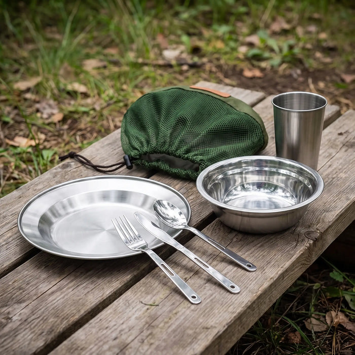 Stainless Steel Camping Mess Kit Dish Set