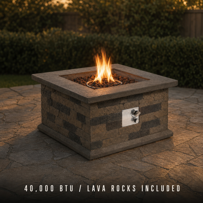 Outdoor Propane Fire Pit Table 28-inch Imitation Stone photo 8