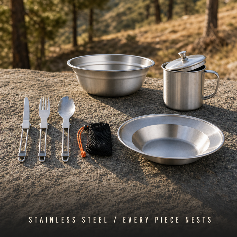 Outdoor Camping Stainless Steel Cookware Set photo 4