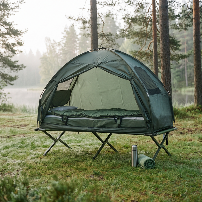 Outsunny Folding Camping Cot Set with Tent and Sleeping Bag