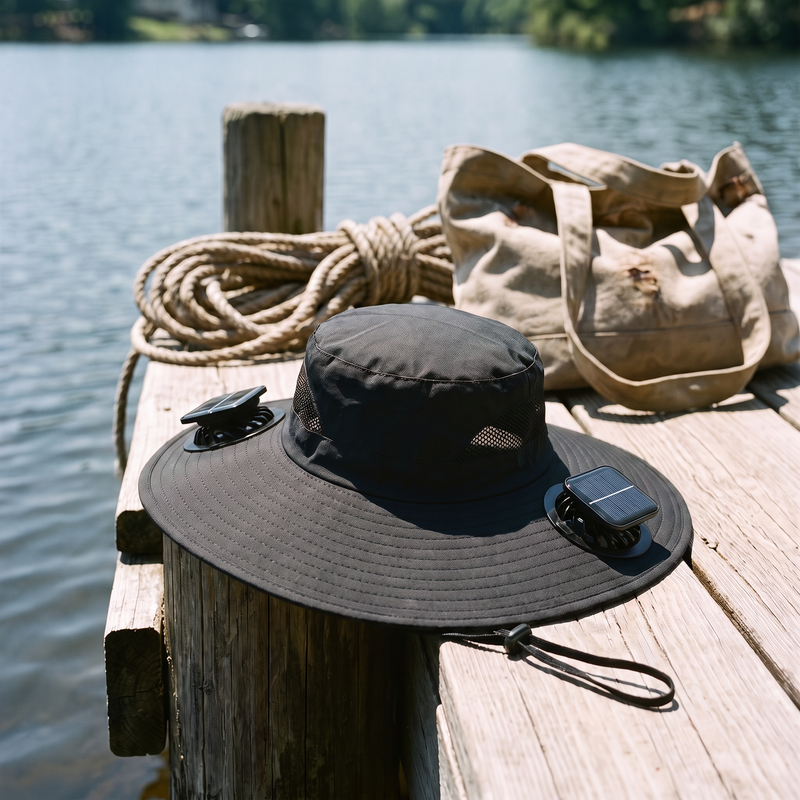 Solar Fan Bucket Hat, Dual Fans, UPF 50+ Protection photo 10