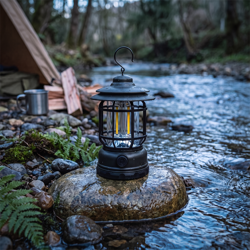 Retro COB Camping Lantern, USB Rechargeable photo 10