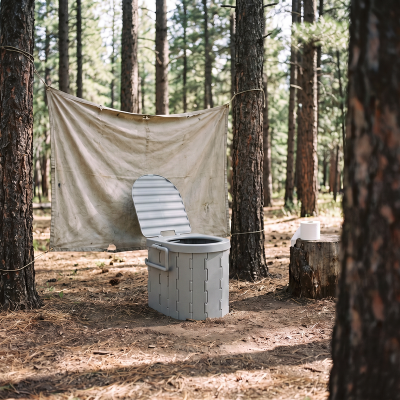 Portable Folding Camping Toilet with Lid photo 7