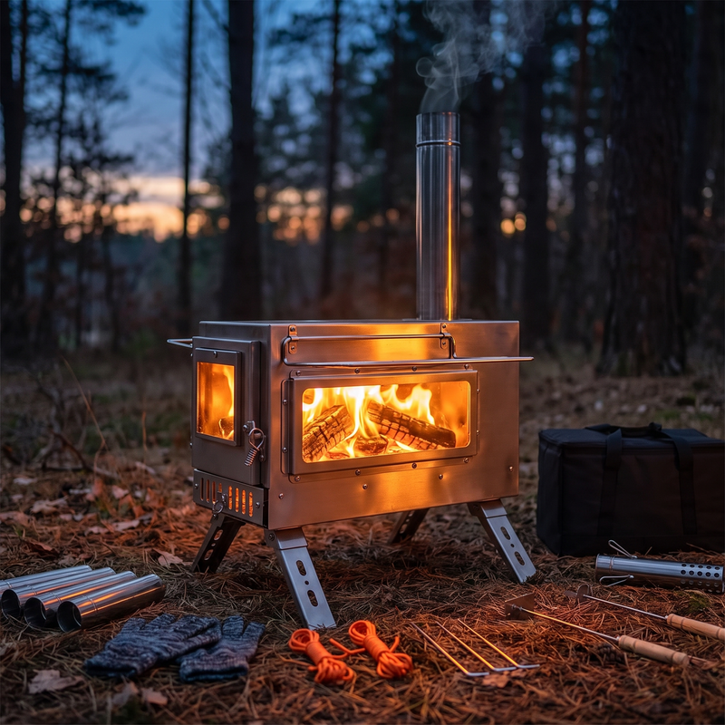 Hot Tent Wood Stove, Portable Stainless Steel Camping Stove photo 2