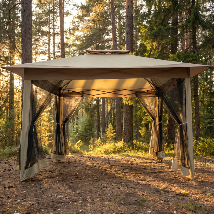 12x12 Pop Up Gazebo with Mosquito Netting, Vented Top Canopy