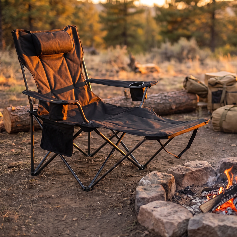 Reclining Camping Chair with Removable Footrest and Headrest photo 2