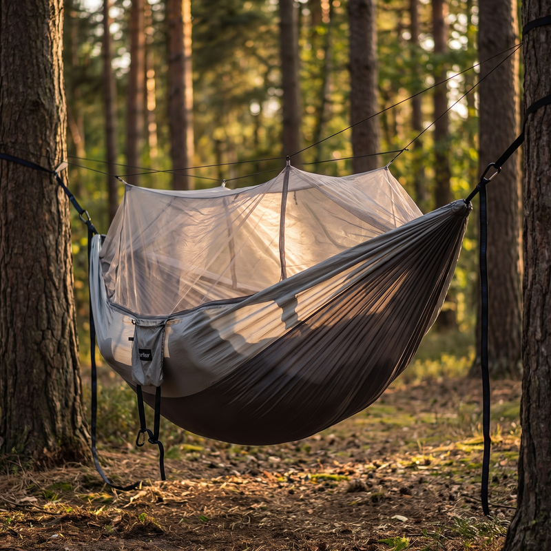 Camping Hammock with Bug Net and Rain Fly, Single or Double photo 7