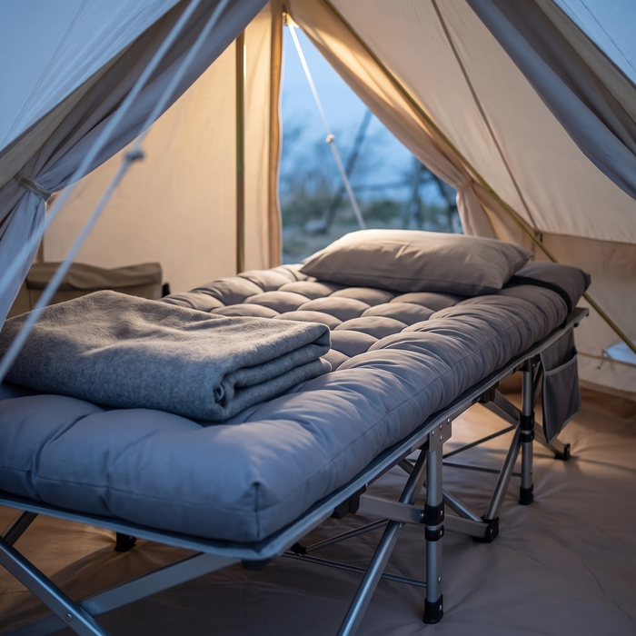Folding Camping Cot for Adults, 500 lb with Mattress Pad