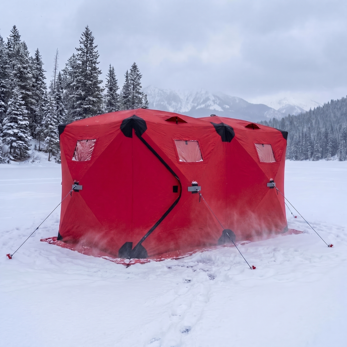 Pop Up Ice Fishing Shelter, Insulated 6 to 8 Person Hub