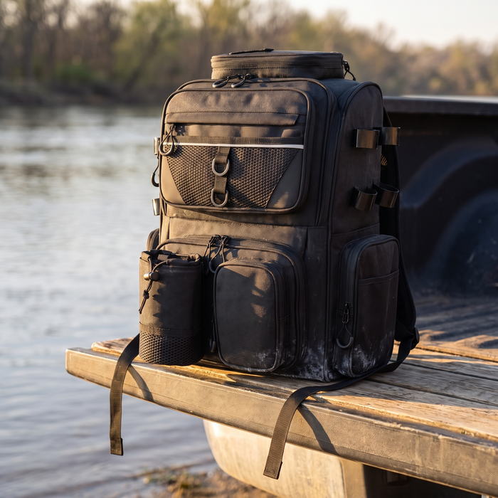 40L Fishing Tackle Backpack with Rod Holders and Tool Pocket