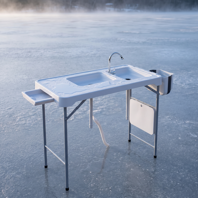 4 ft Folding Fish Cleaning Table with Drain and Ice Basin photo 6