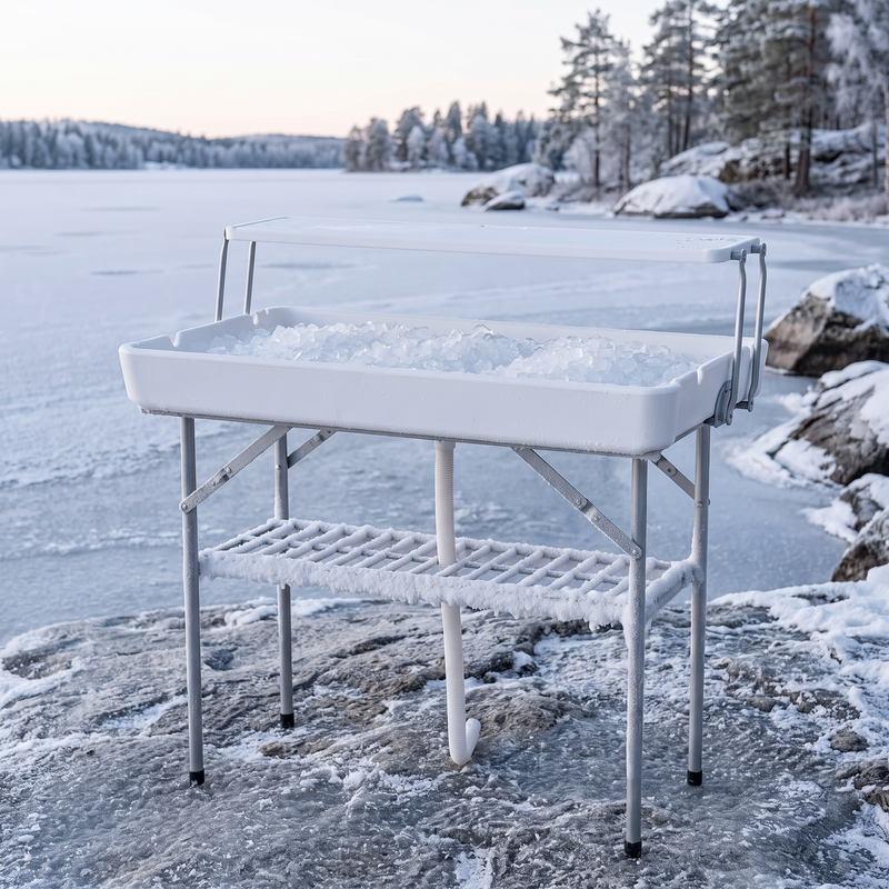 4 ft Folding Fish Cleaning Table with Drain and Ice Basin photo 4