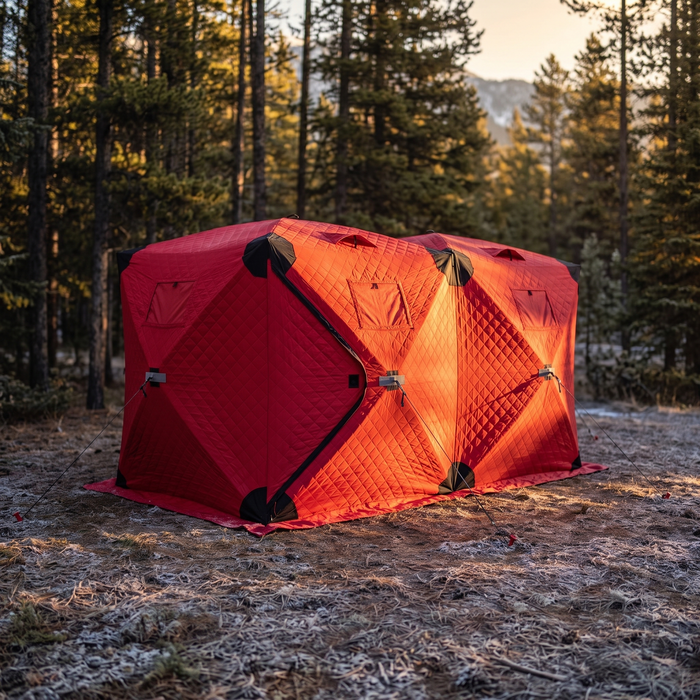 Insulated Pop Up Ice Fishing Shelter, 6 to 8 Person Hub Tent