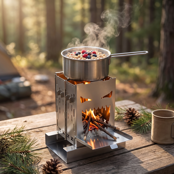 Folding Wood Burning Camp Stove, Stainless Survival Stove