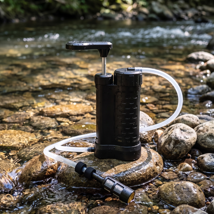 Survival Water Filter Pump, 0.01 Micron 5-Stage Purifier