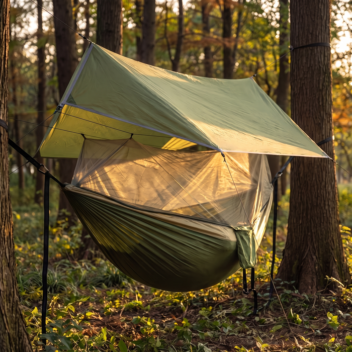 Camping Hammock with Bug Net and Rain Fly, Single or Double