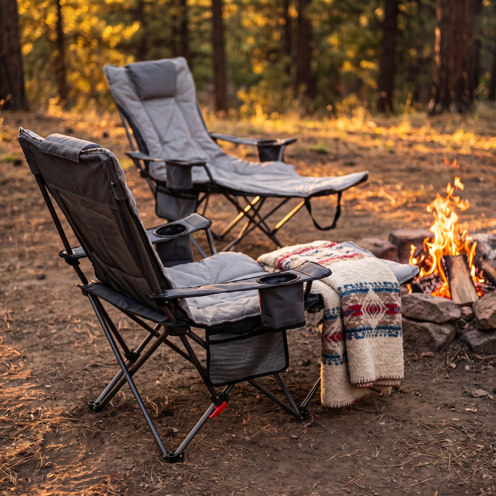 Reclining Camping Chair with Removable Footrest and Headrest