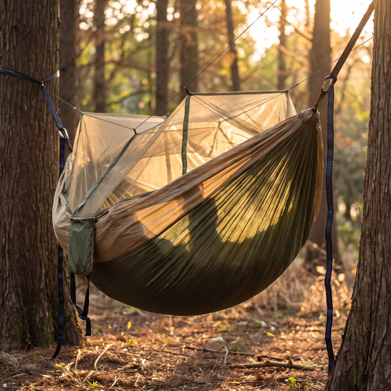 Camping Hammock with Bug Net and Rain Fly, Single or Double photo 3