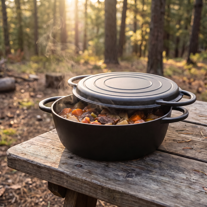 Cast Iron Dutch Oven with Skillet Lid, Pre-Seasoned 2-in-1 Set