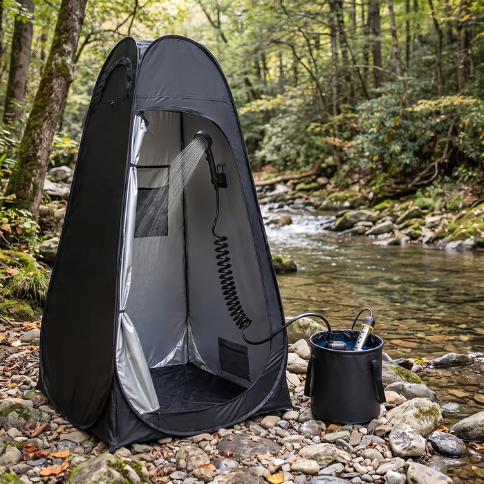 Portable Camping Shower Kit with 1500W Heater and Tent