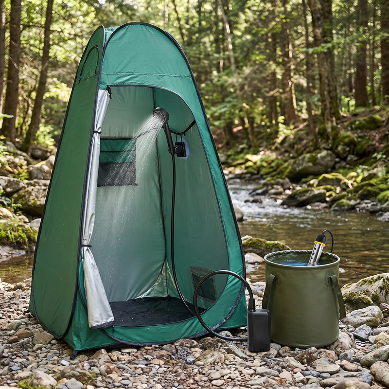 Portable Camping Shower Kit with 1500W Heater and Tent photo 2