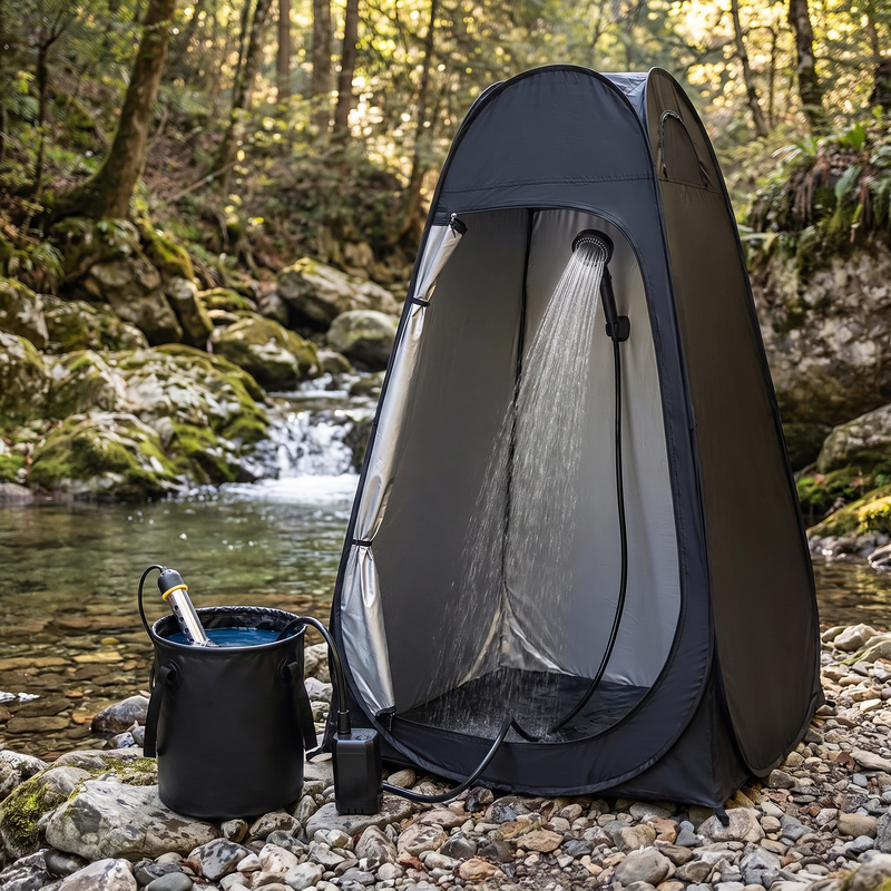 Portable Camping Shower Kit with 1500W Heater and Tent photo 3