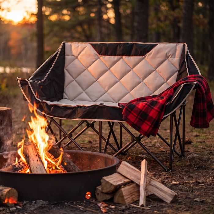 Double Camping Chair Loveseat, Padded, 600 lb Capacity