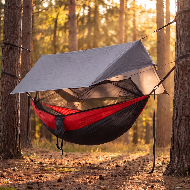 Camping Hammock with Bug Net and Rain Fly, Single or Double photo 8
