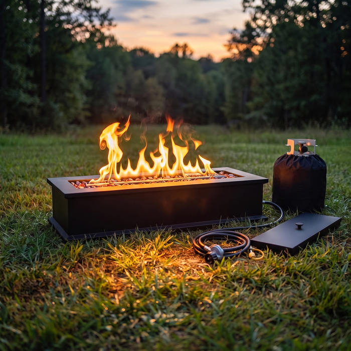 28 Inch Propane Fire Pit, 40,000 BTU with Hose and Covers