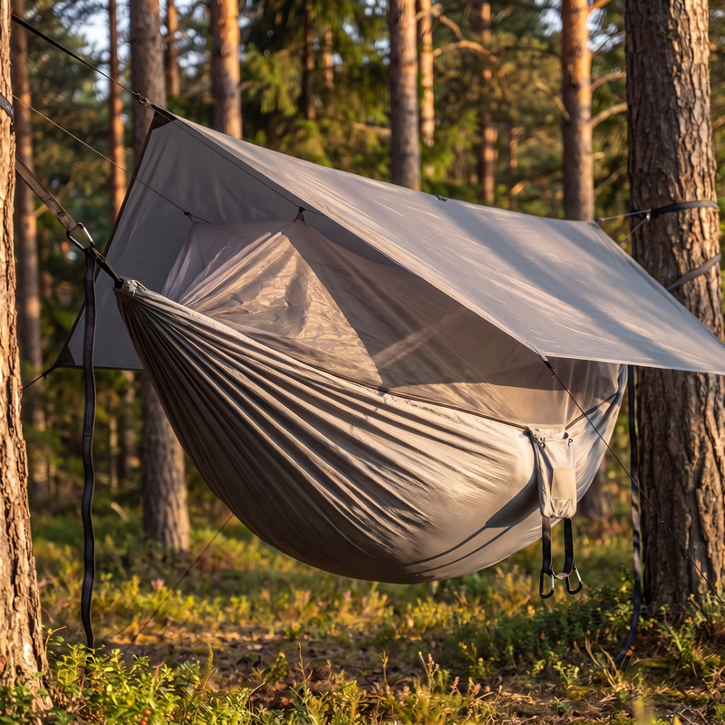 Camping Hammock with Bug Net and Rain Fly, Single or Double photo 10