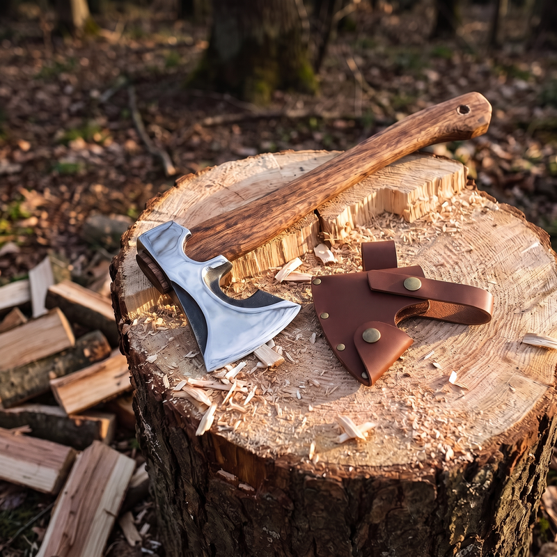 Splitting Axe, Forged Carbon Steel Camping Axe with Sheath photo 2