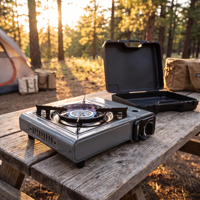 Portable Butane Camping Stove, 1 Burner with Carry Case