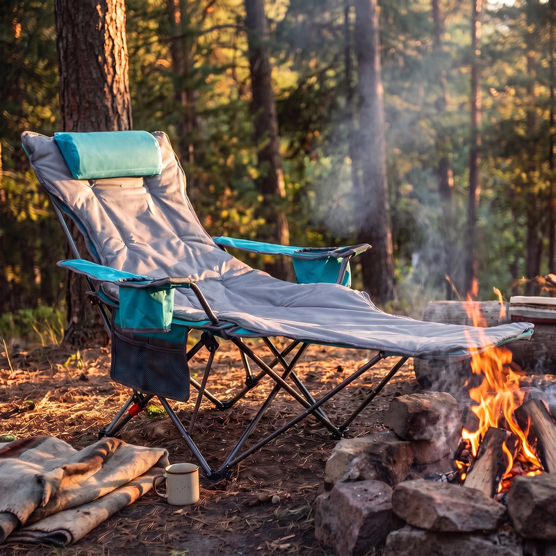 Reclining Camping Chair with Removable Footrest and Headrest photo 7