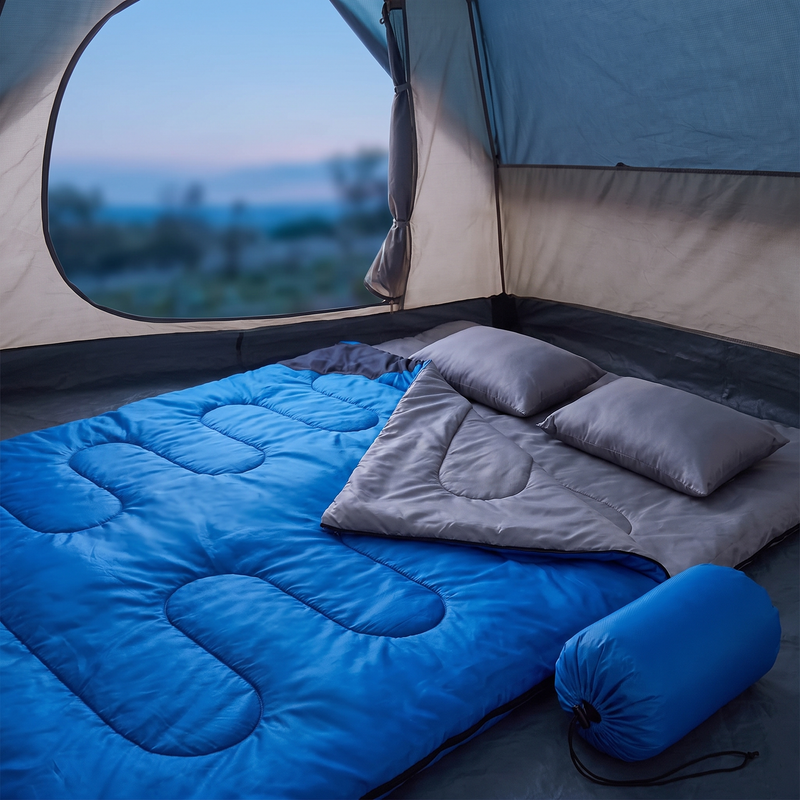 Double Sleeping Bag for 2 Adults, Queen XL with 2 Pillows photo 4